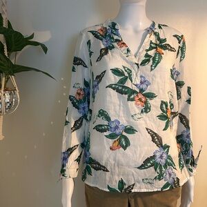 tropical print linen old navy blouse